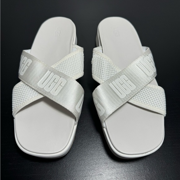 UGG Women's Emily Mesh Cross Slide Sandals - White Mesh 8.5M NWOT - Picture 2 of 10